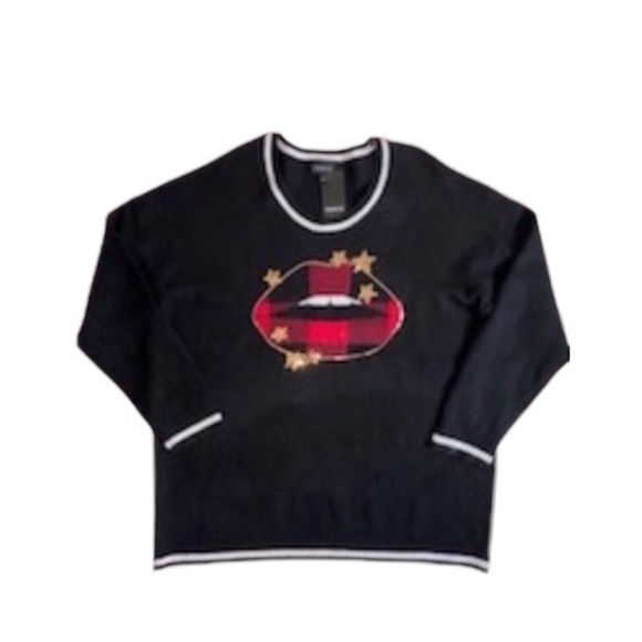 NWT Torrid size 2 / 2X Lips Sweater Plaid Black Plus 18 /20 Holiday / Christmas - Picture 5 of 6